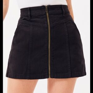 Pacsun denim front zip black skirt